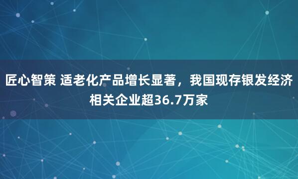 匠心智策 适老化产品增长显著，我国现存银发经济相关企业超36.7万家